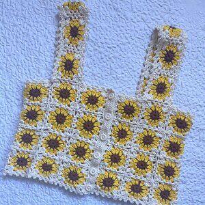 Handmade Sunflower Crochet Top